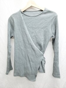 ◇ ⊂ AZUL BY MOUSSY アズール リブ デザイン 長袖 Tシャツ カットソー サイズM カーキ レディース P