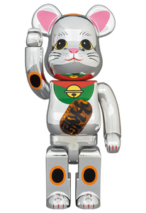 新品未開封　MEDICOM TOY BE@RBRICK 招き猫 銀メッキ 発光 400％ メディコムトイ ベアブリック