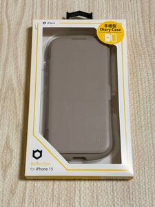 ☆中古☆試着程度☆iPhone15/iFace/Reflection/透明クリアケース/手帳ケース/カード収納/ストラップホール付き/磁石/ベージュ/