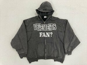 VETEMENTS FAN DECONSTRUCTED ZIPUP HOODIE スウェットプルパーカ パーカ 中古 Ｍ TN 1