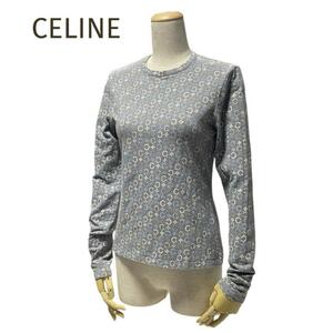 美品☆CELINE☆セリーヌ トリオンフ柄 ストレッチカットソー グレー サイズL