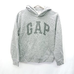 ◇ ⊇ GAP ギャップ ロゴプリント 長袖 パーカー サイズXL ダークグレー ブラック メンズ E