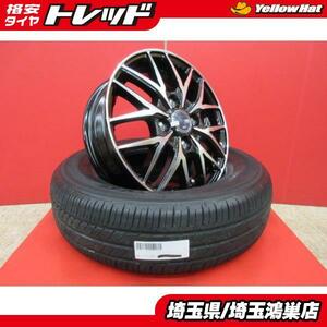 VENES FS01 13x4.0B+43 4H-100(BKP)新品4本＆TOYO SD-k7 155/70R13 中古4本セット エブリィワゴン スクラムワゴン バモス N-VAN 等に 鴻巣