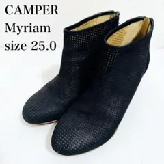【美品】カンペール　Myriam 25.0 パンチングレザー　ヒール　ブーツ 黒