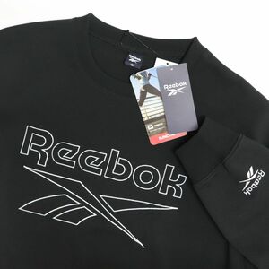 ★リーボック REEBOK 新品 メンズ ストレッチ ロゴ入り トレーニング 長袖 トレーナー シャツ 黒 Lサイズ [X6421RA-N9-L] 二 弐★QWER