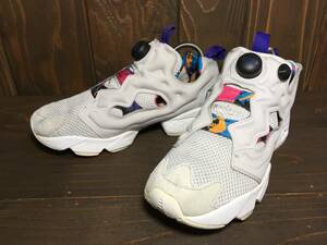 ★Reebok リーボック INSTAPUMP FURY ポンプ フューリー OG ライト グレー×青 24.0cm Used 検 ハイテク スニーカー