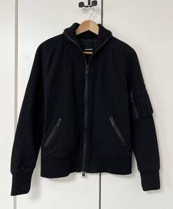 美品☆[ripvanwinkle] 定価60,900 STADIUM JUMPER MA-1型 ウールスタジャン スタジアムジャケット 4ブラック日本製 リップヴァンヴィンクル