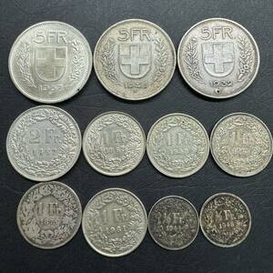 スイス　銀貨　10枚まとめて　84g 大量　古銭　外国コイン　アンティーク