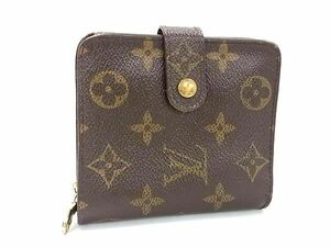 1円 ■美品■ LOUIS VUITTON ルイヴィトン M61667 モノグラム コンパクトジップ 二つ折り 財布 ウォレット 小銭入れ ブラウン系 FA9514