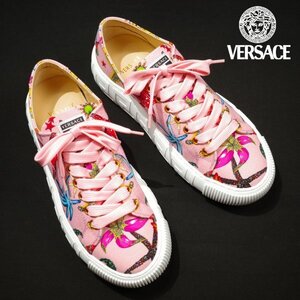 新品1円～★定価5.7万 VERSACE ヴェルサーチ バッグ レディース イタリア製 グレカ柄 ローカットスニーカー シューズ 37 23.5cm ◆2459◆