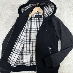 極美品/高級● バーバリーブラックレーベル ブルゾン ジャケット パーカー BURBERRY BLACK LABEL ロゴ ノバチェック キルティング ウール