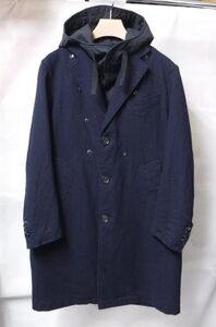 16AW Engineered Garments エンジニアードガーメンツ Chester Coat 20oz Melton フード付き チェスター コート XS 紺