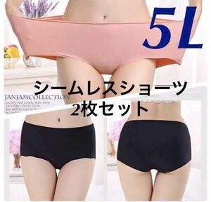 シームレス ショーツ 2枚セット 5L XXXXL ブラック 黒 大きいサイズ プラスサイズ　パンツ レディース　まとめ売り セクシー ピンク