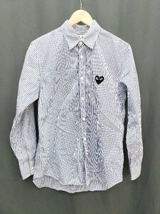 ◇ Comme des Garcons PLAY コムデギャルソンプレイ ストライプ AZ B008 長袖 シャツ サイズＳ ブルー ホワイト メンズ P