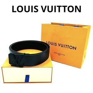 未使用 LOUIS VUITTON ルイヴィトン サンチュール イニシャル ベルト エピ ノワール マット LVイニシャル ロゴ ブラック 黒　M9229