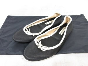 美品 【Rene ルネ】 レザー リボン装飾 ルームシューズ スリッパ 婦人靴 (レディース) size36 ブラック □30LZ4712□