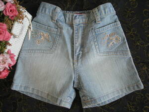 ★【USED】新品同様ＧＵＥＳＳ JEANSウォッシュト加工 ショートジーンズ18M 80