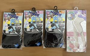 ブラックレギンス3足＆タトゥー風タイツ1足 150