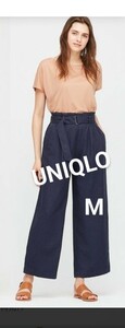 ★UNIQLOユニクロ ベルテッドリネンレーヨンワイドパンツ M★