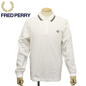 FRED PERRY (フレッドペリー) M3636 LONG SLEEVE TWIN TIPPED SHIRT 長袖 ティップライン ポロシャツ FP538 SNOW WHITE／B XL