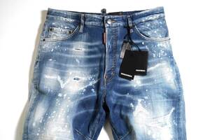 【新品正規品】12万 50 激レア Dsquared2 ディースクエアード COMBAT JEAN S74LB1094 ラグジュアリー サイドワイヤー ストレッチ デニム