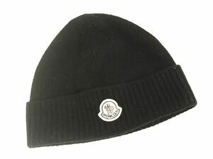 1円 MONCLER モンクレール ウール100％ ニット帽 ニットキャップ 帽子 メンズ ブラック系 AZ3371