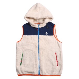 TI2550◇チャムス/CHUMS メンズXL Fleece Elmo Hoodie Zip Vest フリース エルモ フーディー ジップ ベスト CH04-1011 ホワイト系