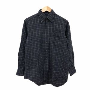 H744 LANVIN COLLECTION ランバン 長袖シャツ シャツ ボタンダウンシャツ トップス グレー系 チェック ウール メンズ M