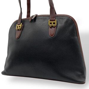 【美品】BALLY バリー ショルダーバッグ レザー Bロゴ A4可 黒　金金具