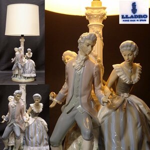 慶應◆入手困難！スペイン名窯【LLADRO/リヤドロ】磁器人形 貴族像テーブルランプ 高さ95㎝ 通電OK フロアスタンド フィギュリン