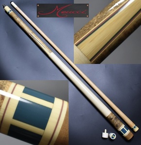 ◆old Meucci Cue 【Jim Rempe/ジムレンピ】メウチ 18山 リザード本革 ジョイントキャップ付き