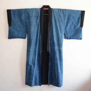 襤褸 着物 藍染 古着 木綿 古布 ジャパンヴィンテージ リメイク素材 Boro Indigo Kimono Cotton Japanese Fabric Vintage Robe Long