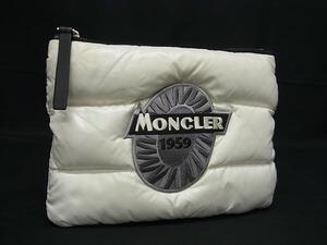 1円 ■美品■ MONCLER モンクレール ダウン×フェザー ポーチ マルチケース 小物入れ メンズ レディース ホワイト系 FI6031