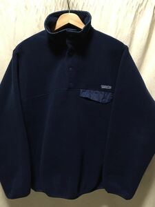 美品 patagonia スナップt シンチラ フリース S アメリカ製 ネイビー F98 USA