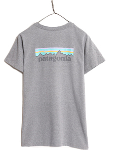 パタゴニア 両面 プリント 半袖 Tシャツ レディース L 古着 Patagonia フィッツロイ アウトドア グラフィック イラスト バックプリント 灰