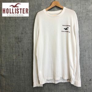 1H1294-F◆ HOLLISTER ホリスター 長袖Tシャツ カットソー トップス ロゴ刺繍 ◆ sizeL コットン ポリエステル ホワイト 古着 メンズ