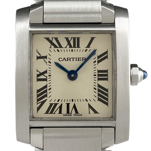 カルティエ CARTIER タンクフランセーズ SM W51008Q3 腕時計 SS クォーツ アイボリー レディース 【中古】