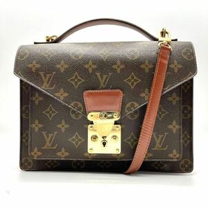 美品 ルイヴィトン LOUIS VUITTON モンソー 2WAY モノグラム ハンドバッグ ショルダー バッグ M51885 レザー PVC ブラウン 茶 レディース