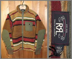 特価即決【未使用】 RRL ★ SHERPA LINER LOMG SLEEVE FULL ZIP WOOL フリースジャケット (XS/US) ★ ダブルアールエル 税込定価6万2700円