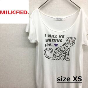 EZ2590●MILKFED. 半袖プリント Tシャツ●XS●ホワイト オーバーサイズ ミルクフェド