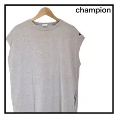 champion　ワンピース　ノースリーブ　パープル　スリット入り　コットン