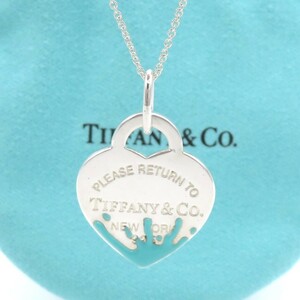 【送料無料】 極希少 美品 Tiffany&Co. ティファニー ブルー スプラッシュ リターントゥ ハート シルバー ネックレス Ag925 SV HA394