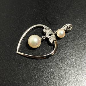 (志)MIKIMOTO/ミキモト ペンダント トップ SILVER シルバー パール2粒 約2.4g ネックレストップ アクセサリー(I)0131X