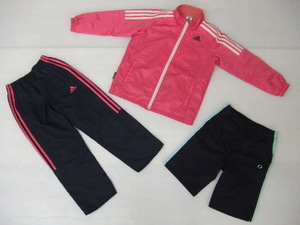 【お買得！】★ジャージ130サイズ3点セット★adidas/IGNIO　①ジャケット/ピンク　②長ズボン/紺×ピンク　③ハーフパンツ/紺×グリーン