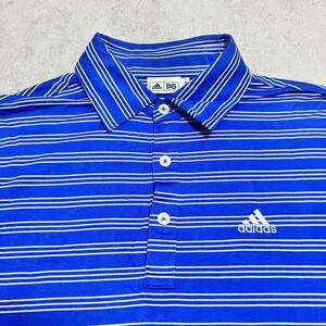 ADIDAS GOLFアディダスゴルフ　ポロシャツ　ゴルフウェア　ブルー　青　ボーダー