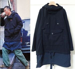 12AW Engineered Garments エンジニアードガーメンツ 名作 Over Parka 20oz Melton オーバー パーカー S 紺