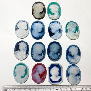 1円〜!!◯ストーンカメオおまとめ96.8g◯f 約484ct 裸石 宝石 stone cameo ブローチ 貴婦人 彫刻 アンティーク 作家物 w4ま140