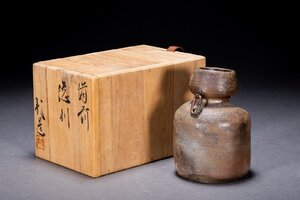 【善古堂】某有名オークション買入 時代物 備前焼 徳利 井上武造 酒器 共箱 骨董品 古美術0825-102S01