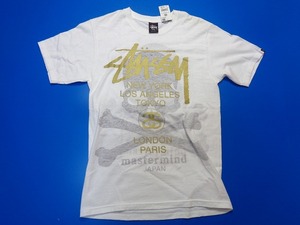 13788■送料込み タグ付 STUSSY × mastermind ステューシー マスターマインド Shadow シャドウ スカル プリント 半袖 Tシャツ M WHITE 白