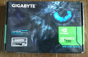 【動作確認済】Gigebyte製 nVidia GeForce GT720 PCI-E 3.0 ロープロフィール 1024MB DDR3メモリ HDMI DVI VGA